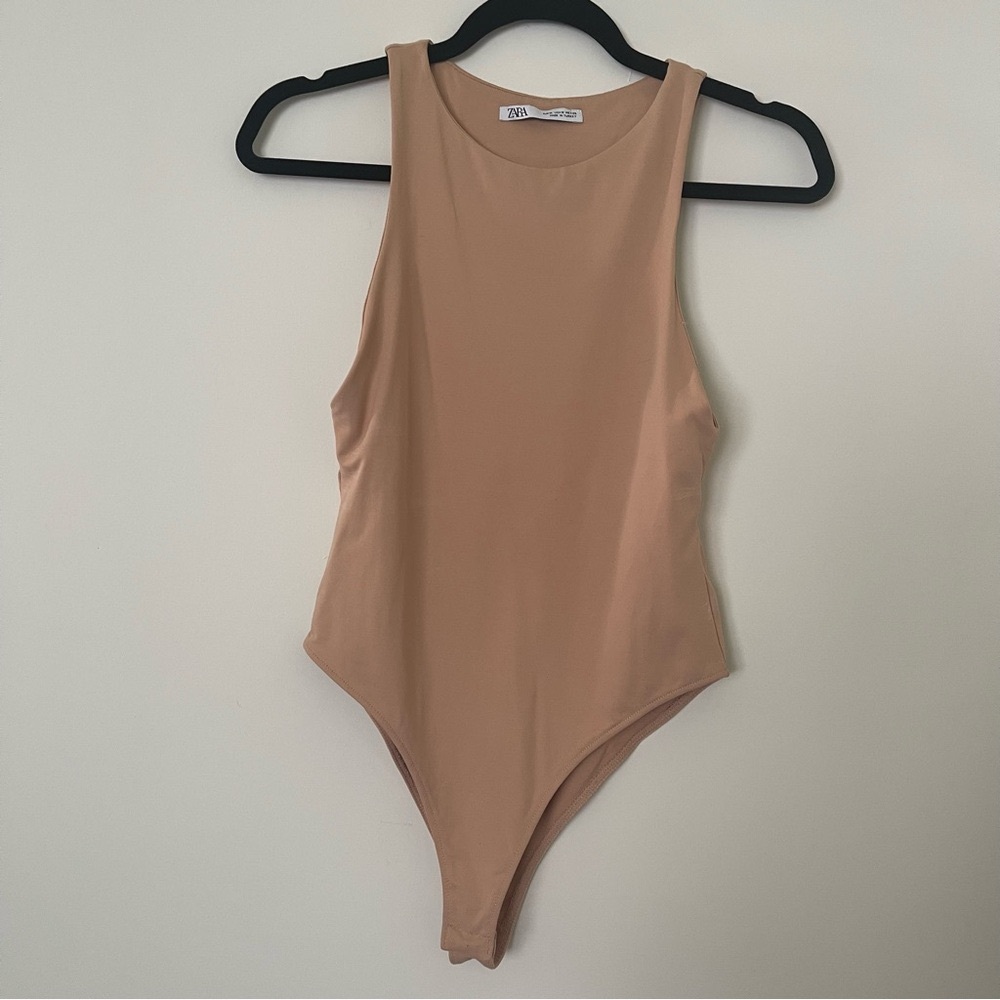 ZARA Nude Sleeveless One-Piece Bodysuit
